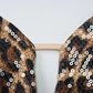 Leopard Print Sequin Backless Halter Top and Mini Skirt Two Piece Set Women Sexy Going Out Club Outfits