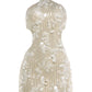 Sequins Patchwork Dress Woman Summer Trend Bandage Halter Off Shoulder Backless Midnight Club Party Sexy Mini Bodycon