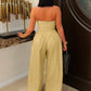 Metal Buttons Patchwork Wide-Leg Jumpsuit Women Summer Trend Strapless Zip Backless Street Fashion Classic Overalls