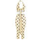 Polka Dot Print 2piece Set Women Tassel Halter v-Neck Kink Vest Elastic Waist Simple Short Midnight Sexy Fashion Suit