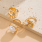 3Pcs/Set Vintage Irregular Imitation Pearl Rings for Women Wed Bridal Elegant Adjustable Rings Engagement Party Jewelry