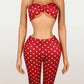 Wild Vacation 2 Piece Set Women Polka Dot Print Halter Tank Tops+Bike Shorts Stretch Matching Street Party Outfits