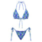 Women 2 Pieces Bikini Swimsuit Spaghetti Strap Top Tie Side Triangle G-Thong Bathing Suit Beach Holiday Swimwear