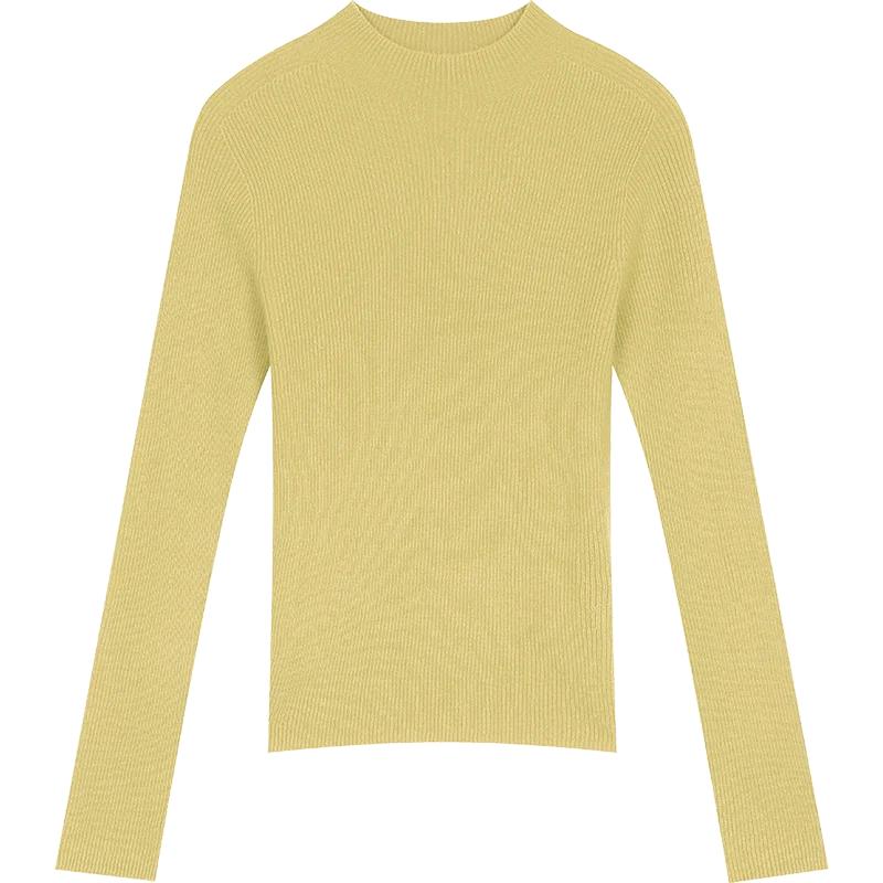 2024 Winter New Arrivals 100% wool half turtleneck solid color long sleeves sweater for women