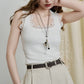 Elegant Lace Trim Ribbed Tank Top for Women, Fitted Sleeveless Cami, Casual White Summer Top for Layering & Daily Outfit
