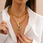 2Pcs Exaggerated Big Heavy Metal Chunky Chain Necklace Women Goth OT Buckle Circle Pendant Choker Grunge Jewelry Steampunk Men