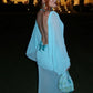 Ruched Elegant Long Dress Woman Autumn Trend Sexy See Through o-Neck Backless Batwing Sleeve Beach Style Vestidos