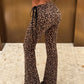 Hottie Shirring Bell Pants Women Fashion Trend Leopard Print Drawstring Stretch Skinny Midnight Street Club Bottoms