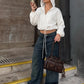 Jacquard Hooded Crop Jacket Women Trend Autumn Fashion Pleats Zip Patchwork Full Sleeve Trend Street Sporty Outfits