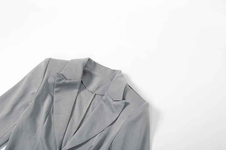 Office Dress Women Lapel Irregular Hem Full Sleeve Skinny Solid Simple Classic Elegant Autumn Trend Commute Mini Bodycon