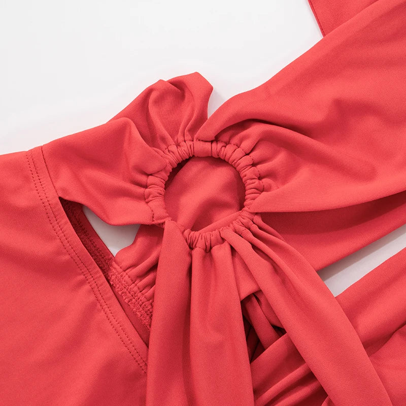 Hollow Cross Bandage Dress Women Irregular Metal Rings Patchwork Midnight Sexy Skinny Midnight Party Club Vestidos