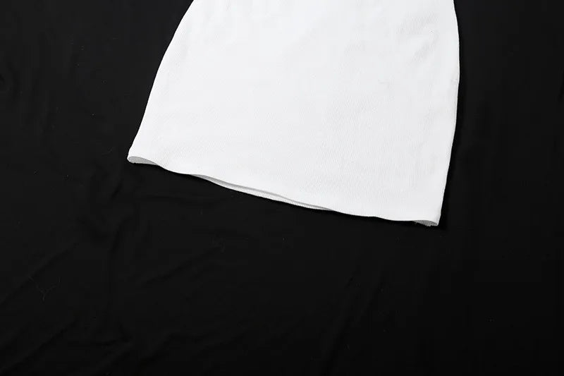 Low Cut Hollow Out Backless Mini Dresses Sexy Woman Clothes Letter Print White Ribbed Tank Dress