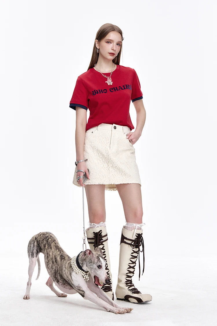 2025 Spring New Arrivals Versatile Letter Print Slim Fit Cotton Short Sleeve T-Shirt Women