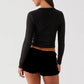Women Crop Tops Summer Knit Ribbed Button Front Long Sleeve Shirt for Club Streetwear Aesthetic Grunge Clothes