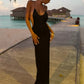 Open Back Spaghetti-strap Maxi Dress Elegant Sexy Women's Summer Dresses Black Gown Vacation Outfits