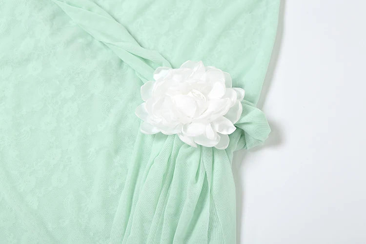 Sexy Appliques Dress Women Sleeveless Backless Patchwork Ruched Low Neck Beach Vacation Party Elegant Mesh Bodycon