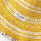 Women's Crochet Straw Bucket Hat with Colorful Bead Chain, Striped Woven Sun Hat for Summer Beach, Cute Casual Vacation