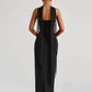 Scarf Collar Strapless Sexy Maxi Dress For Women Fashion Off-shoulder Backless Bodycon Club Party Long Dress Elegant