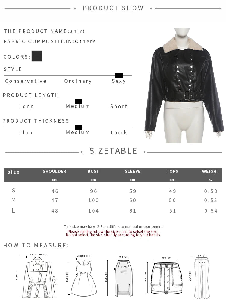 PU Leather Jacket Woman Furry Patchwork Lapel Double-Breasted Metal Buckle Belt Full Sleeve High Street Style Coats