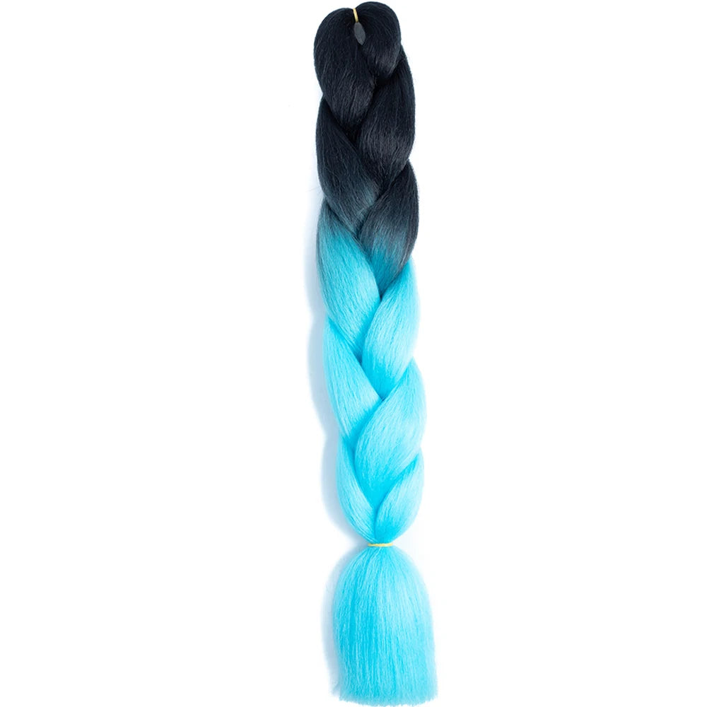 24 Inch Jumbo Box Braids Extensions Synthetic Braiding Hair DIY Hair Braids For Children Pink Purple Yellow Gray