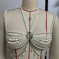 Pearl Chain Bra Beaded Tassel Halter Camisole Body Chain Luxury Jewelry for Women Rave Nightclub Party Outfit
