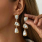 Elegant Imitation Pearl Water Drop Long Tassel Earrings for Women Trend Retro Pierced Dangle Earrings Wedding Jewelry