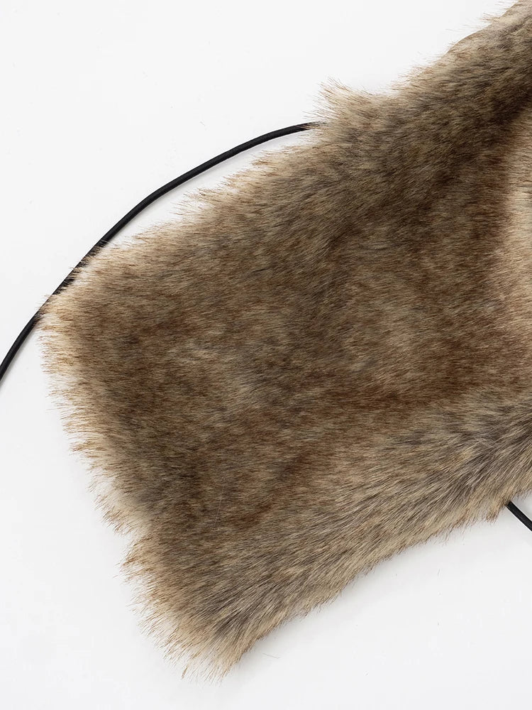 Furry Patchwork Tank Tops Women Sexy Fashion Halter Cleavage Lace-Up Backless Hot Girls High Street Wild Style Vest