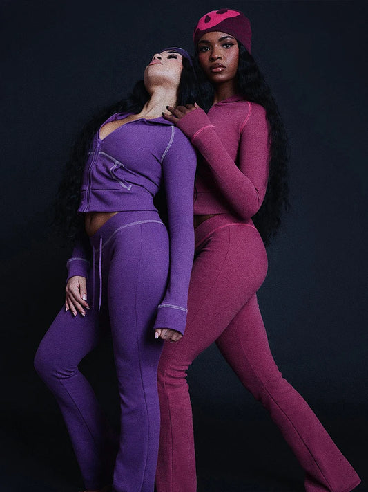 Sporty Casual Tracksuit 2 Piece Set Woman Zip Cardigan Full Sleeve Hooded Jacket+Drawstring Pants Daily Style Outfits