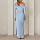 Women's Bodycon Maternity Dress Off Shoulder Long Sleeve Solid Color Mesh See Through Pregnancy Dress High Split Dress