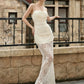 Patchwork Lace Maxi Dress Women Bow Folds Low-Neck Sleeveless Skinny Elegant Wedding Party Banquet Chic Vestidos
