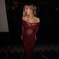 Rhinestone Mesh Off Shoulder Long Sleeve Maxi Dress Dinner Outfits Women Elegant Sexy Evening Party Dresses