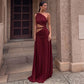 Asymmetric Cut Out One Shoulder Maxi Dress Women Clothing Elegant Sexy Party Dresses Green Burgundy