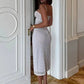 Polka Dot Spaghetti Strap Sexy Midi Dress Women Elegant Off-shoulder Backless Sleeveless Bodycon Club Party Dress