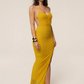 Women Mesh Sexy Maxi Dress Spaghetti Strap V Neck Ruched Bodycon Dress High Slit Elegant Evening Party Club Long Dress