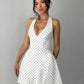 Polka Dot Sexy Mini Dress Women Fashion Halter Deep V Neck Sleeveless Backless High Waist A-line Club Party Dresses