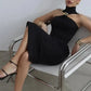 Turtleneck Off-shoulder Sexy Maxi Dress Women Gown Summer New Ring Metal Sleeveless Backless Skinny Knit Long Dress