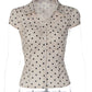 Polka Dot Short Sleeve Sexy Tops Women Cardigan Elegant Turn-down Collar Single-breasted Ruched Lace-up Club Party Top