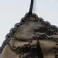Sexy Deep V Neck Backless Long Dresses Lace Patchwork Satin Black Evening Dress Ladies Party Outfits Elegant