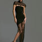 Lace Backless Sexy Miaxi Dress Women Gown Elegant See Through Turtleneck Sleeveless Bodycon Club Party Long Dresses