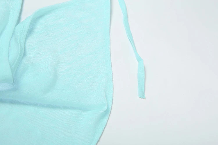 Starfish Rhinestones Dress Women Halter Swing Collar Sleeveless Backless Summer Vacation Beach Style Mini Bodycon