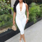 Metal Decoration Playsuits Women Halter Backless Swing Collar Sleeveless Folds Skinny Sexy Hottie Midnight Outfits