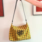 Retro Plaid Crossbody Bag with Heart Letter Embroidery, Large Capacity Tote for Women, Preppy School Messenger Bag