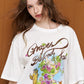 Graffiti Animal Print T-Shirt, Letter Graphic Loose Oversized Tee, Casual Short Sleeve Top for Women