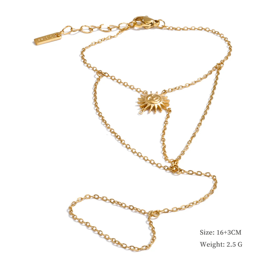 Trendy Stainless Steel Zircon Beads Back of Hand Chain Finger Bracelet Fashion Chic Sexy Jewelry Waterproof Wholesale Gift