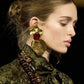 Exaggerated Metal Golden Leaf Dangle Earrings for Women Jewelry Gorgeous Fashion Show Collection Earrings Accessories