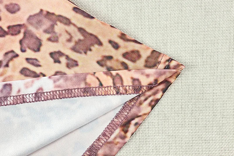 Leopard Print 2 Piece Set Women Autumn Trend o-Neck Full Sleeve Tops+Skinny Peach Hip Shorts Street Wild Style Suits