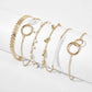 5Pcs Set Gold/Silver Color Fashion Charm Bracelet Women Retro Glossy Geometric Metal Twist Chain Bangles Bracelet Set Jewelry