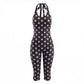 Midnight Romper Women Sexy Backless Halter Fashion Polka Dot Print Low-Neck Bandages Sleeveless Hottie Party Playsuits