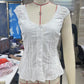 Womens Summer Button Down Blouses Shirt Stylish Vertical Pleats Slim Fit Scoop Neck Cap Sleeve Tops Y2K Fairy Streetwear