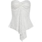 Sexy Jacquard Tank Top Women Hottie Fashion Irregular Hem See Through Ruched Stretch Elegant Trend Party Street Vest